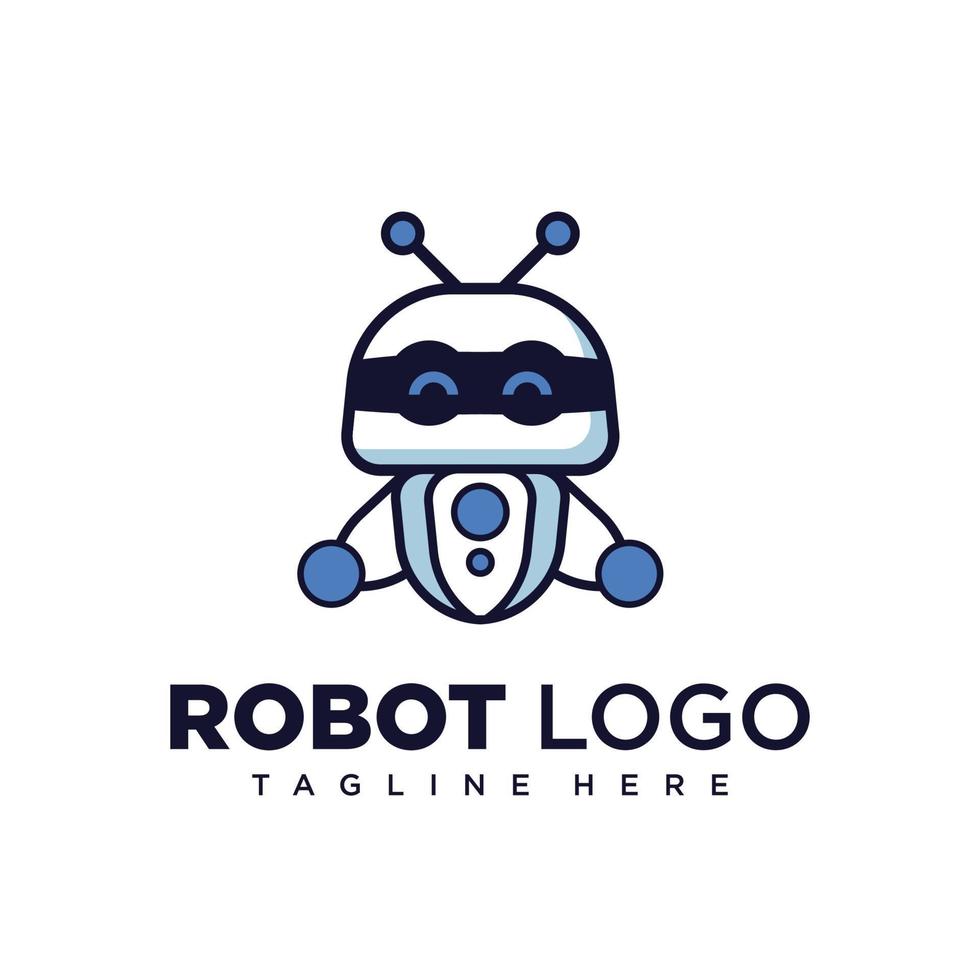 lindo diseño de logotipo de personaje robot para mascota de la empresa o mascota de la comunidad vector