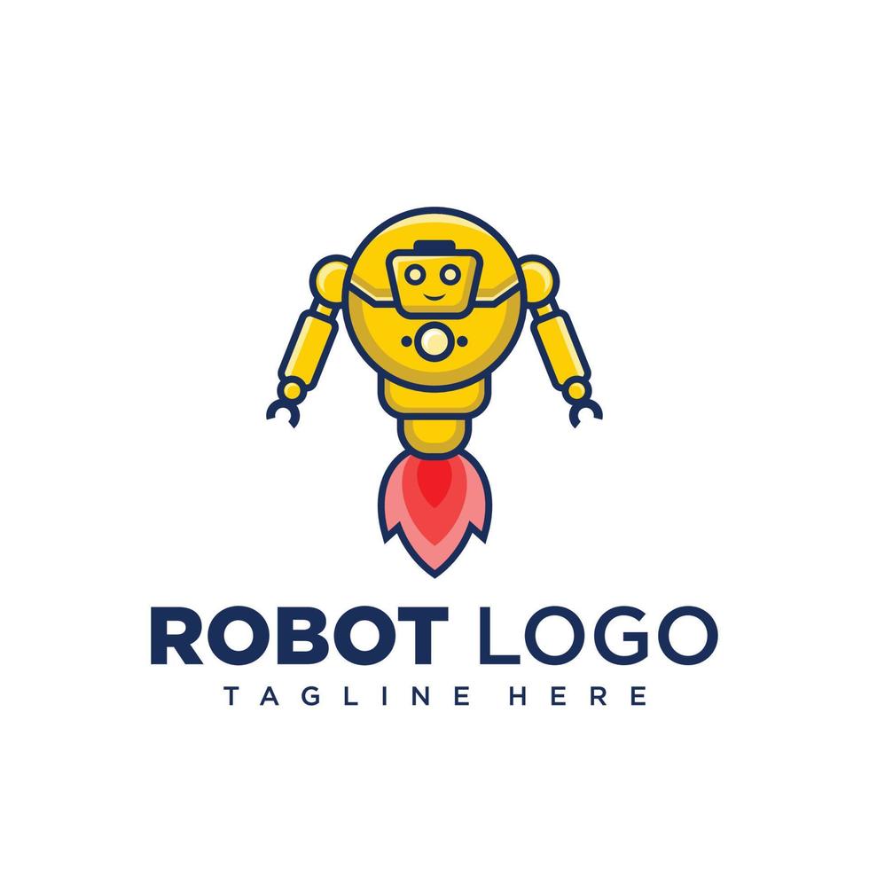 Cute robot character logo design for company mascot or community mascot vector