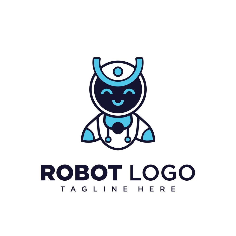 Cute robot character logo design for company mascot or community mascot vector