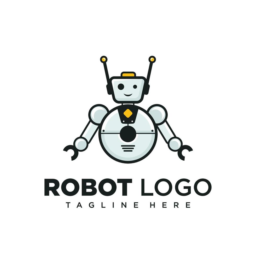 lindo diseño de logotipo de personaje robot para mascota de la empresa o mascota de la comunidad vector