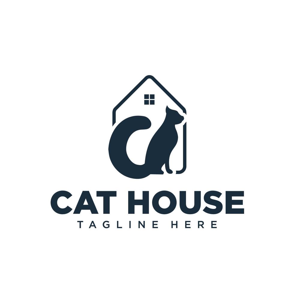 Cat house logo design for cat community vector