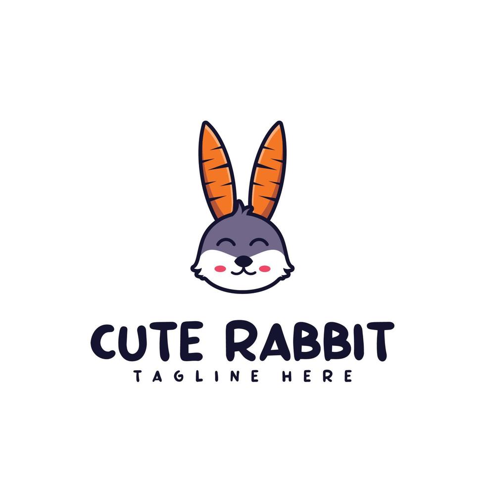 ilustración de diseño de logotipo de conejo y zanahoria para logotipo de empresa y comunidad vector