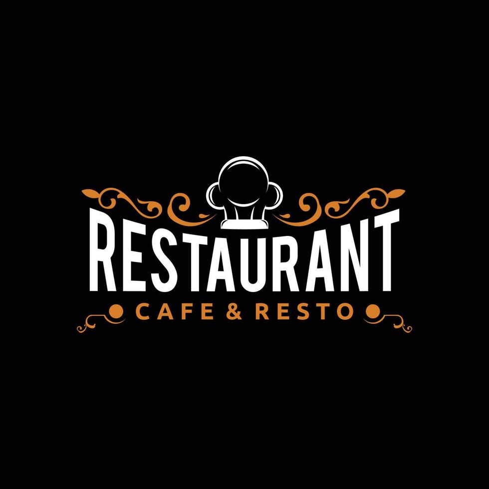 Restaurant logo design with engraving and chef hat vector