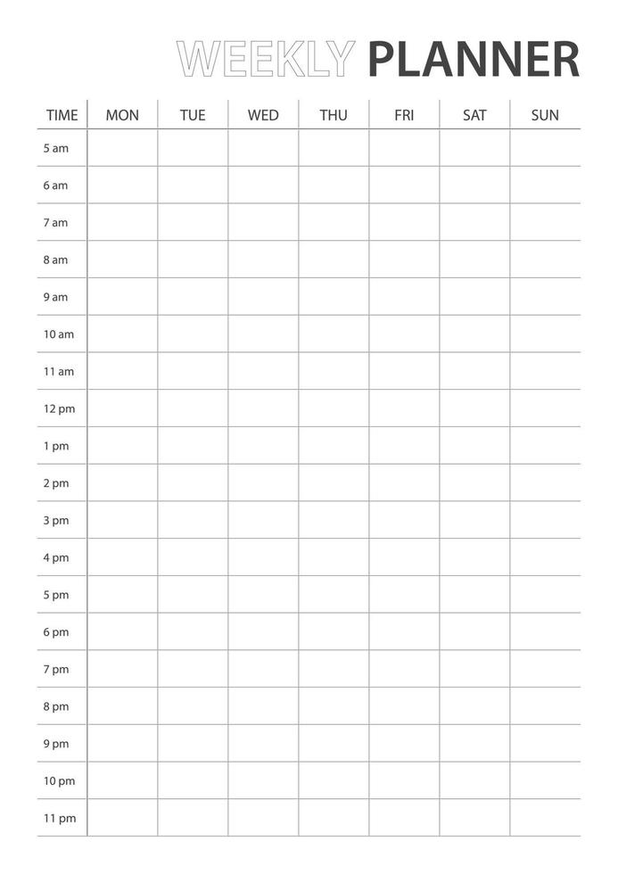 horario de horas semanal simple vector