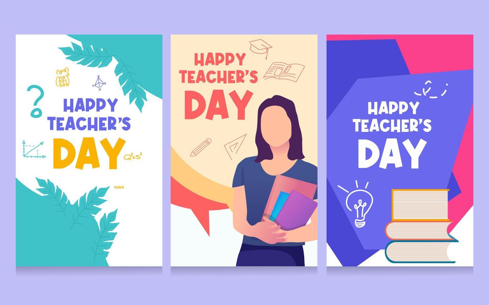 flat teacher's day vertical poster template vector