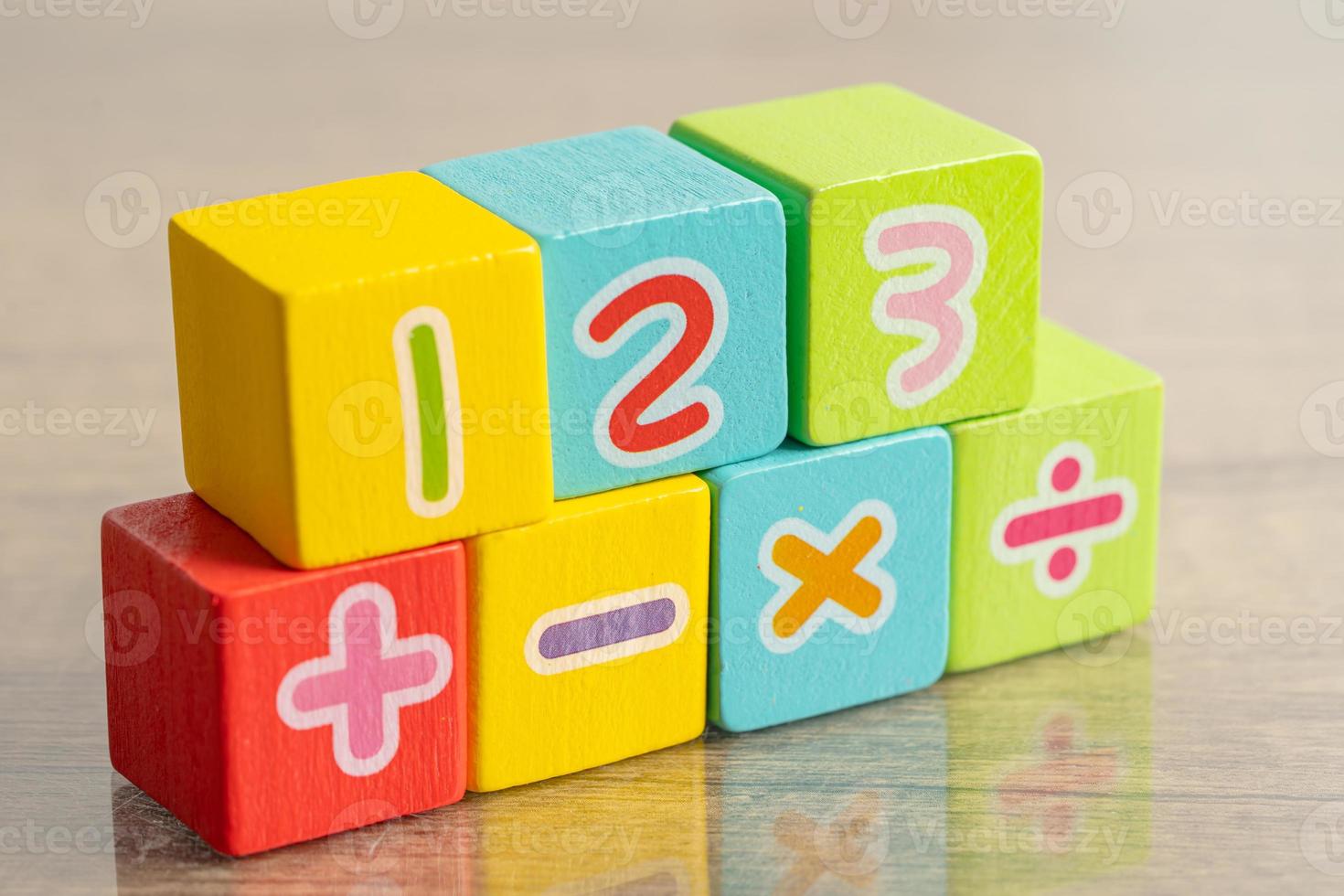 Math number colorful on white background, education study mathematics learning teach concept. photo