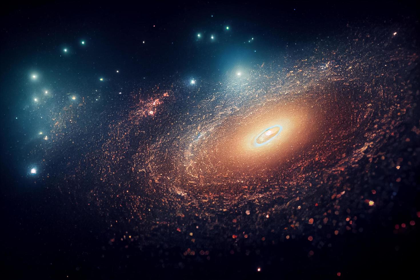 Nebula Milkyway and galaxies in space 3D photo