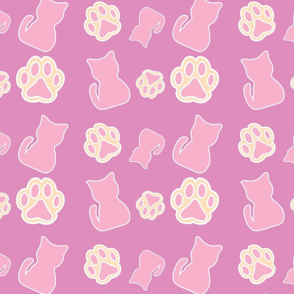 Cat pink background pattern vector