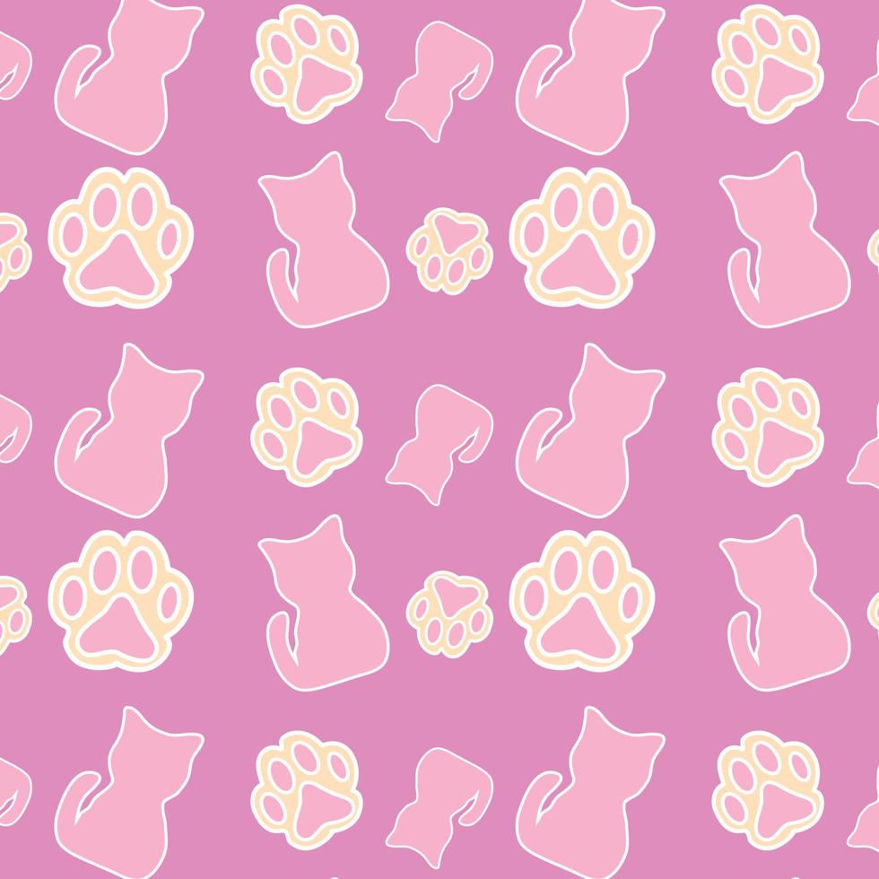 patrón de fondo rosa gato vector