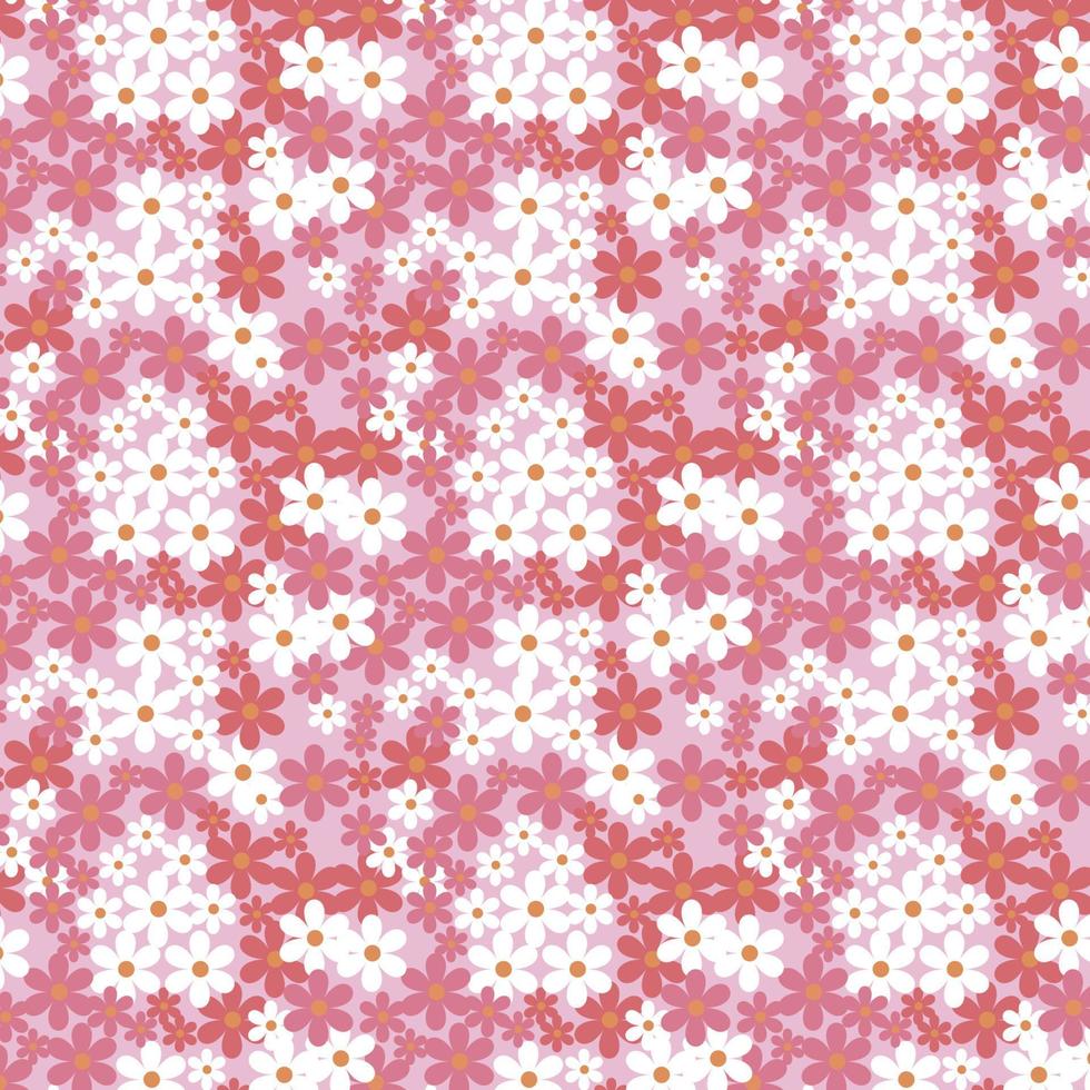 Pink and white flower pattern vector