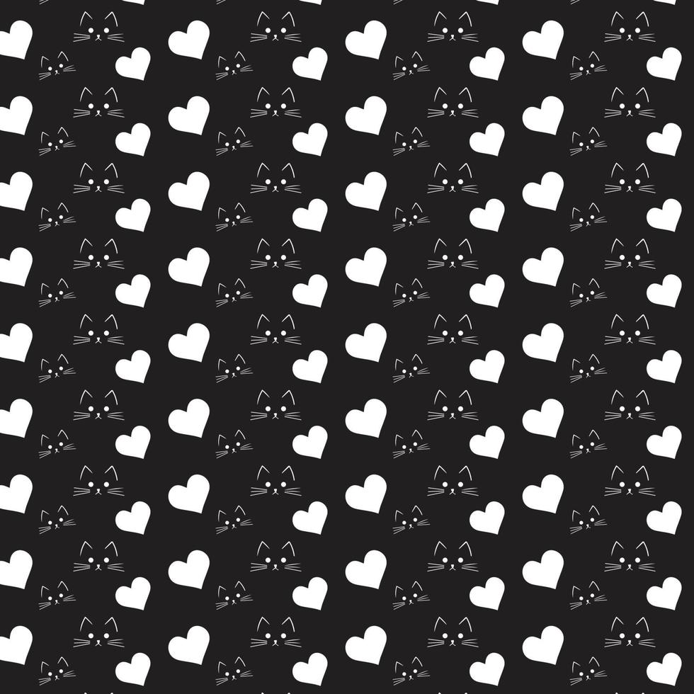 Cat face black background pattern vector