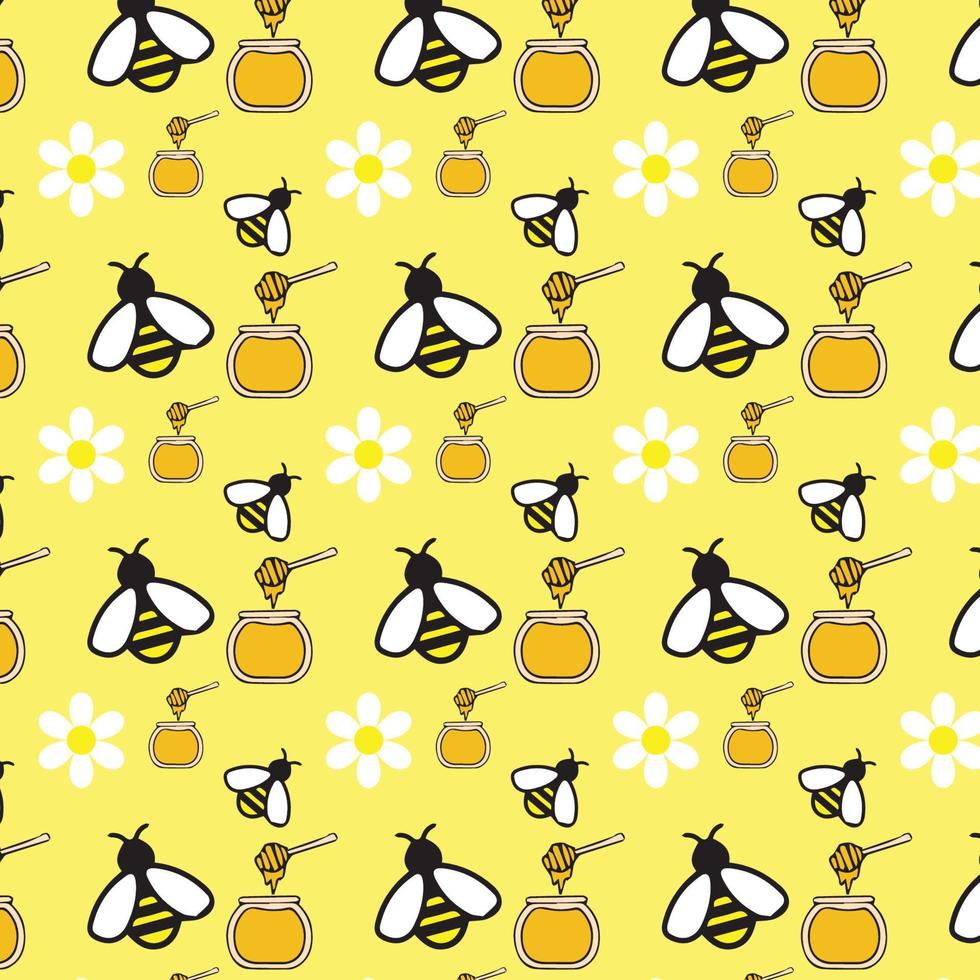 Bee honey seamless pattern vector
