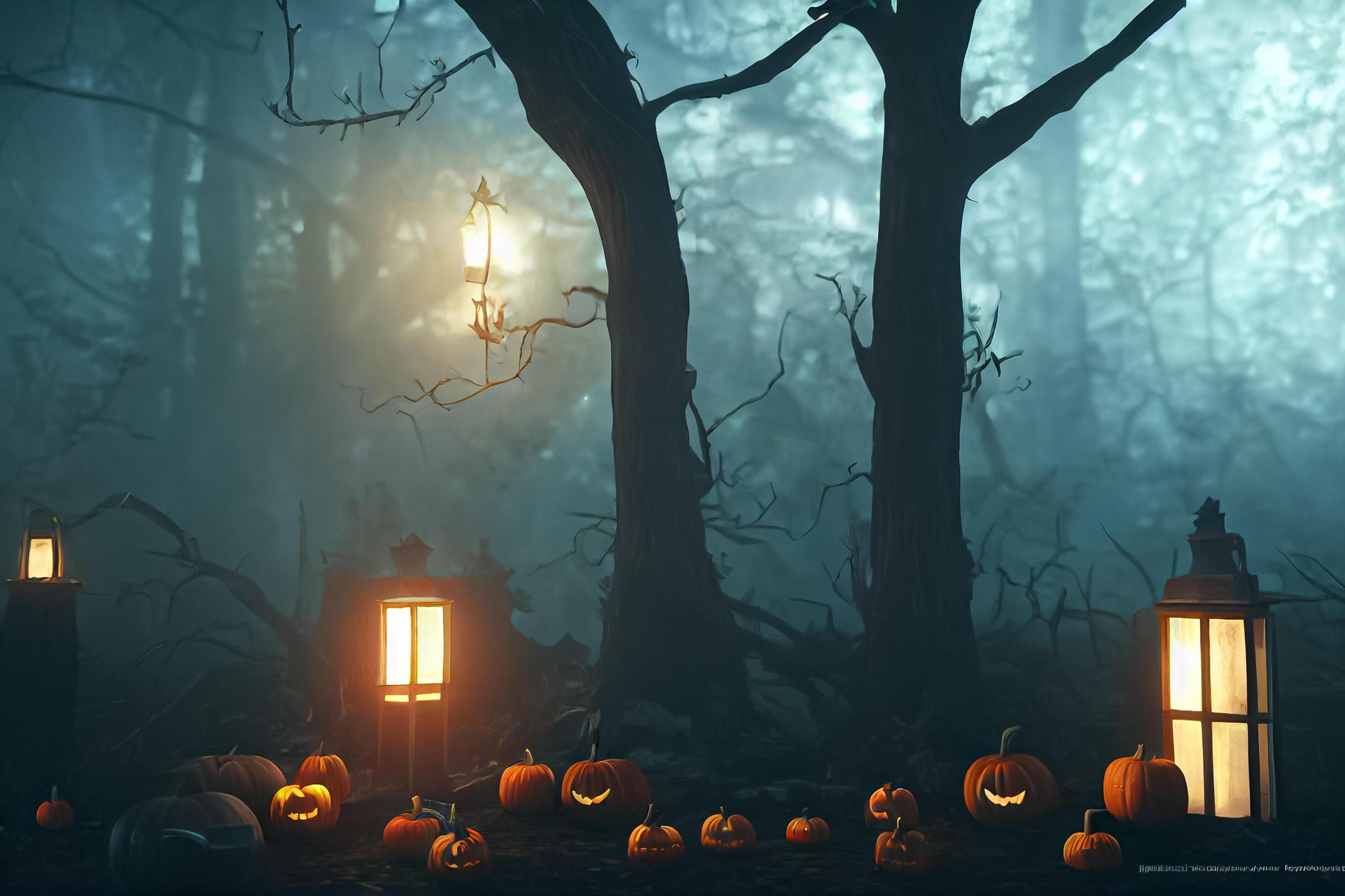 Halloween day eyes of Jack O' Lanterns trick or treating Samhain All