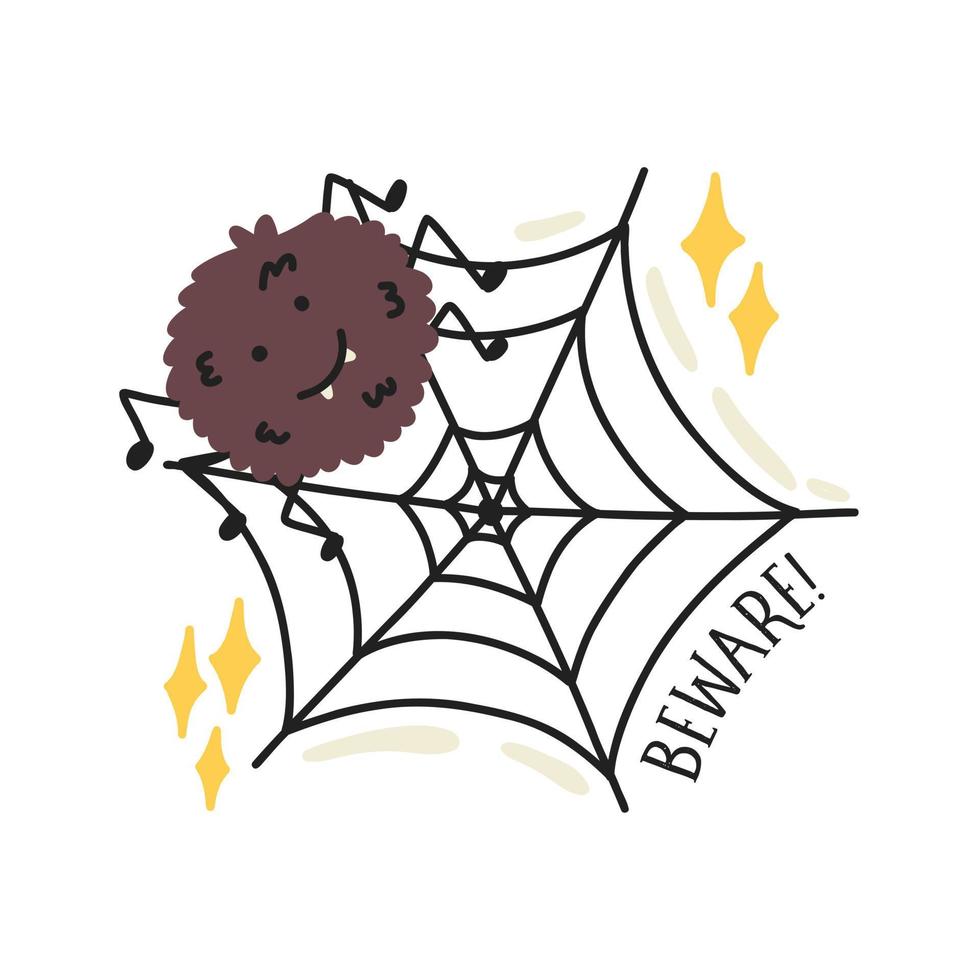 Halloween cute Spider with web vector