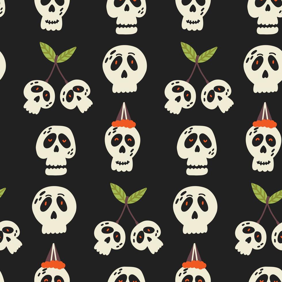 Skulls Halloween pattern vector