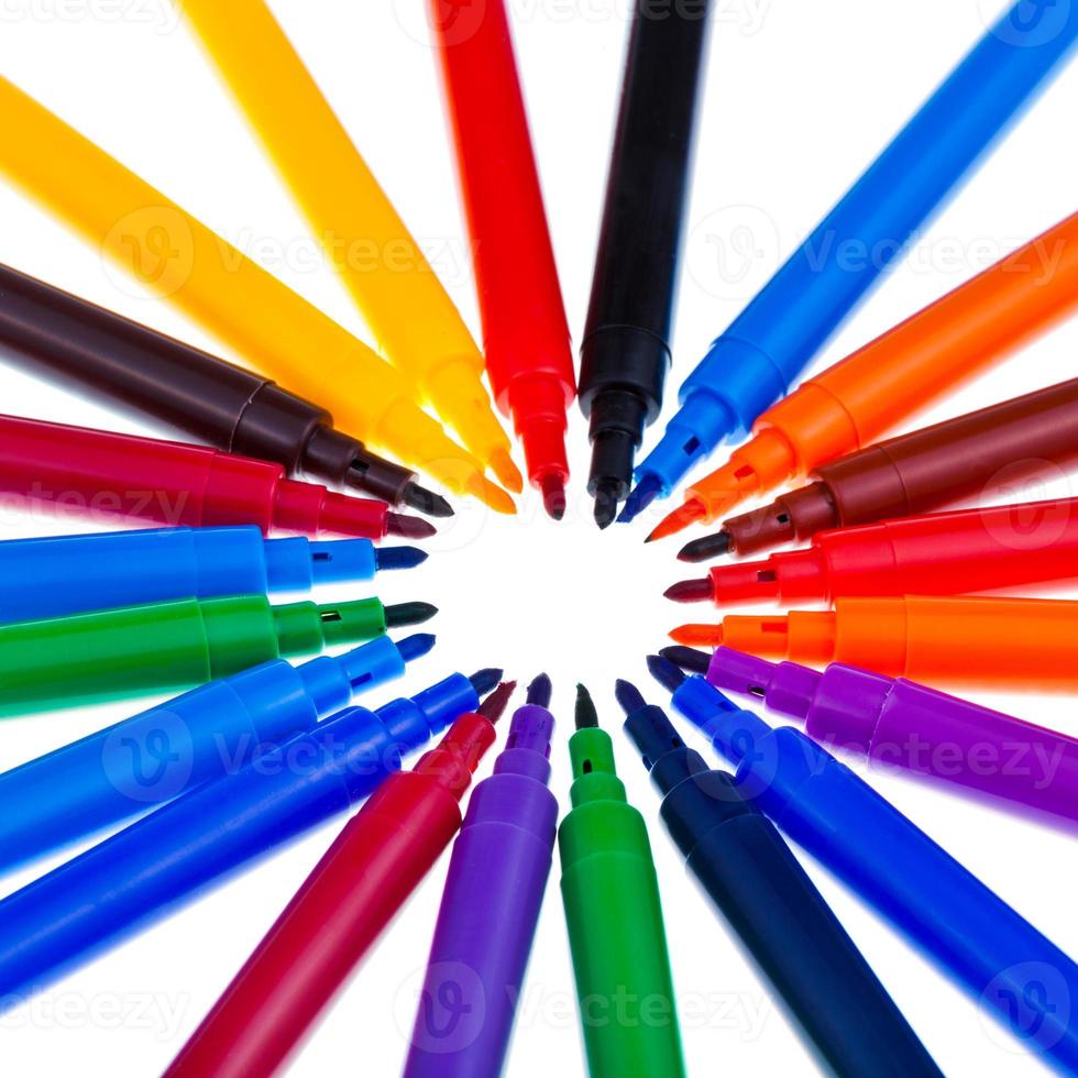 circle of multicolored felt pens photo