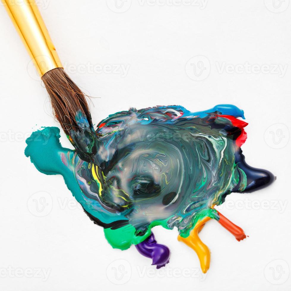 paintbrush blends multicolored watercolors photo
