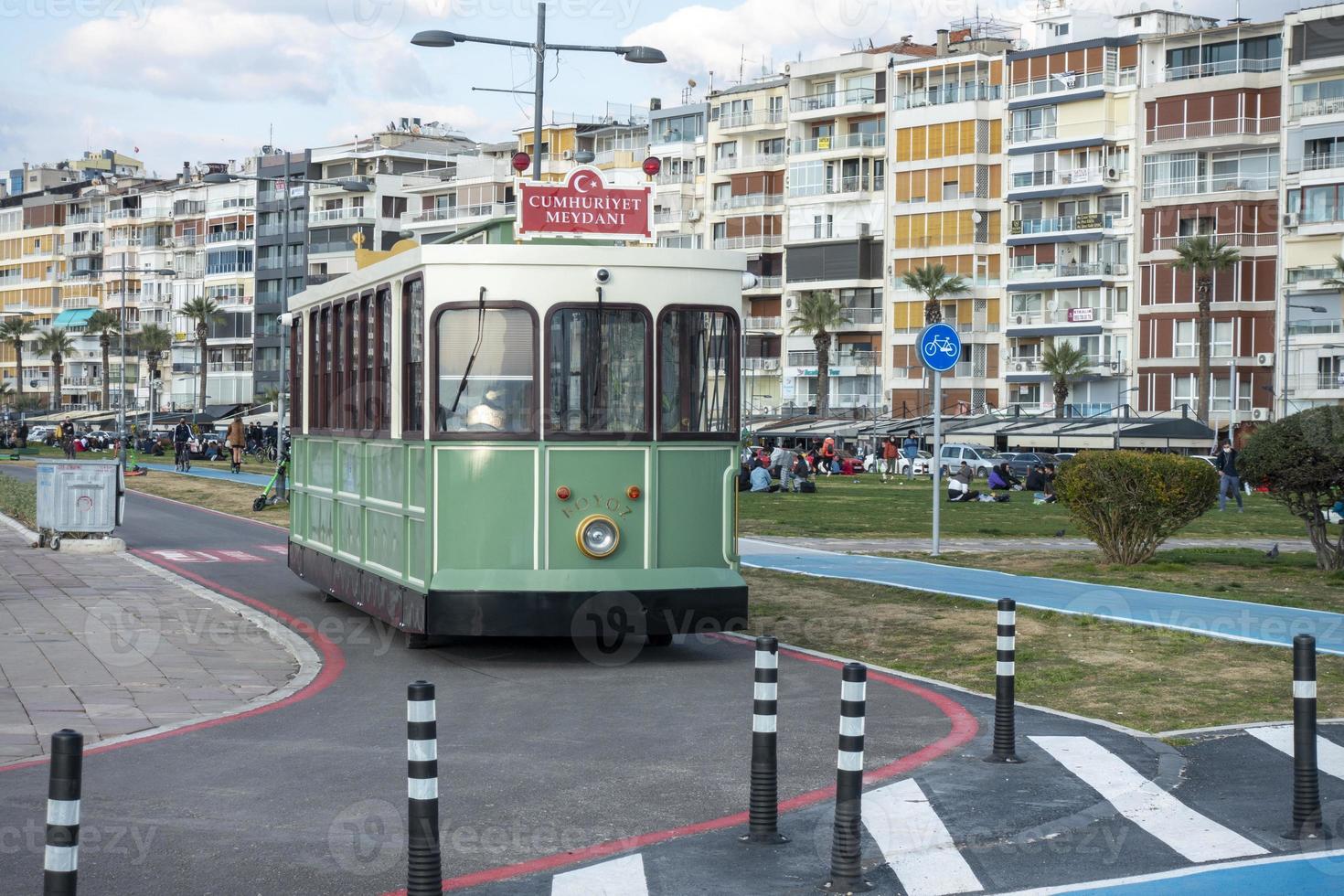 old historical tram by the sea photo