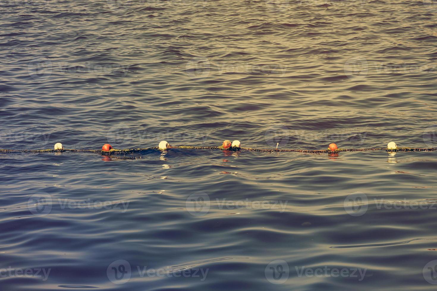 buoy rope barrier on the water with floats photo