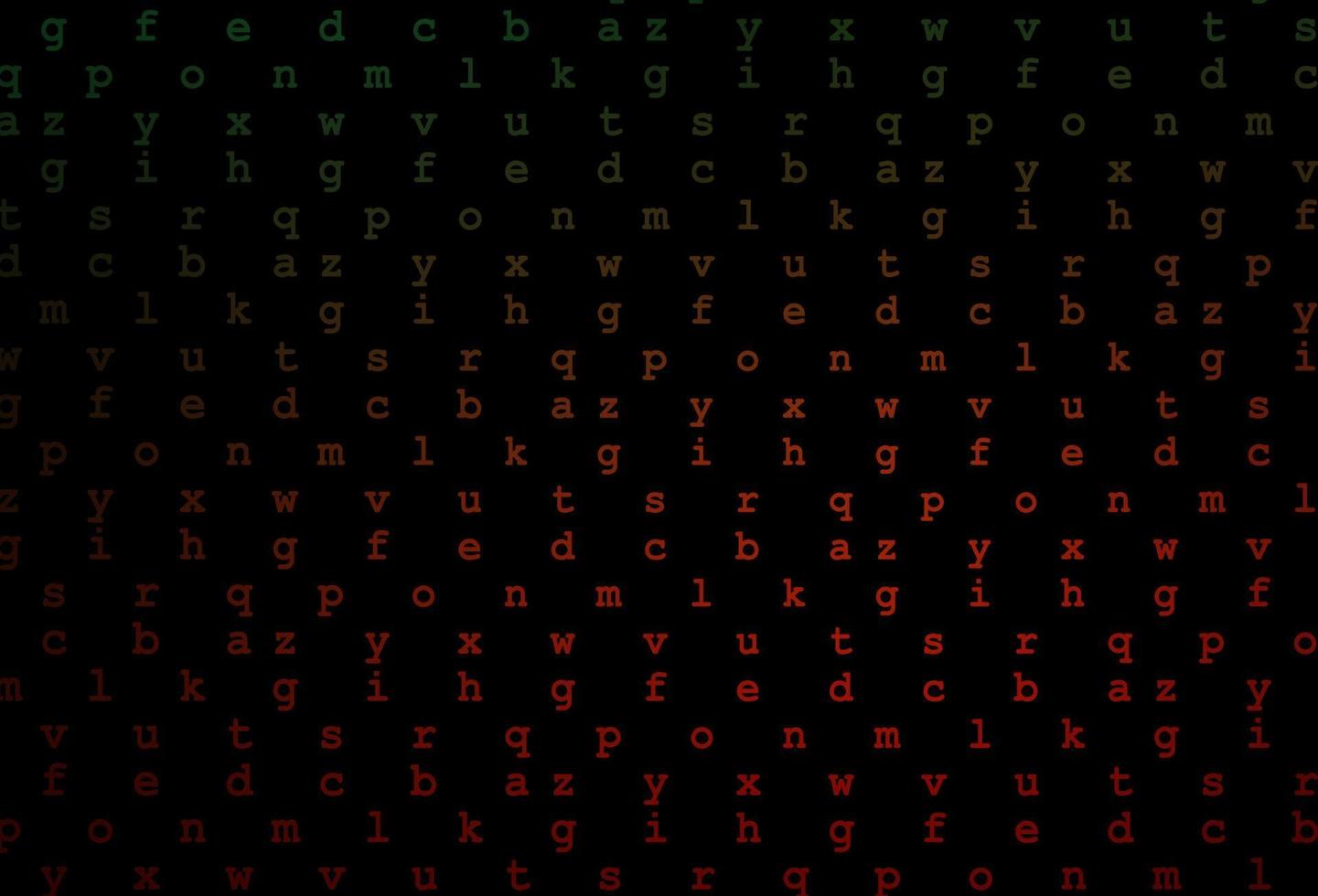 Dark green, red vector pattern with ABC symbols.