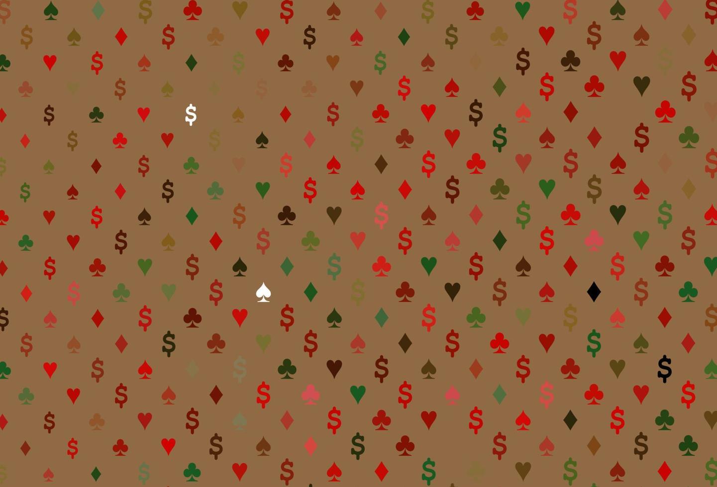 Light green, red vector background with cards signs.
