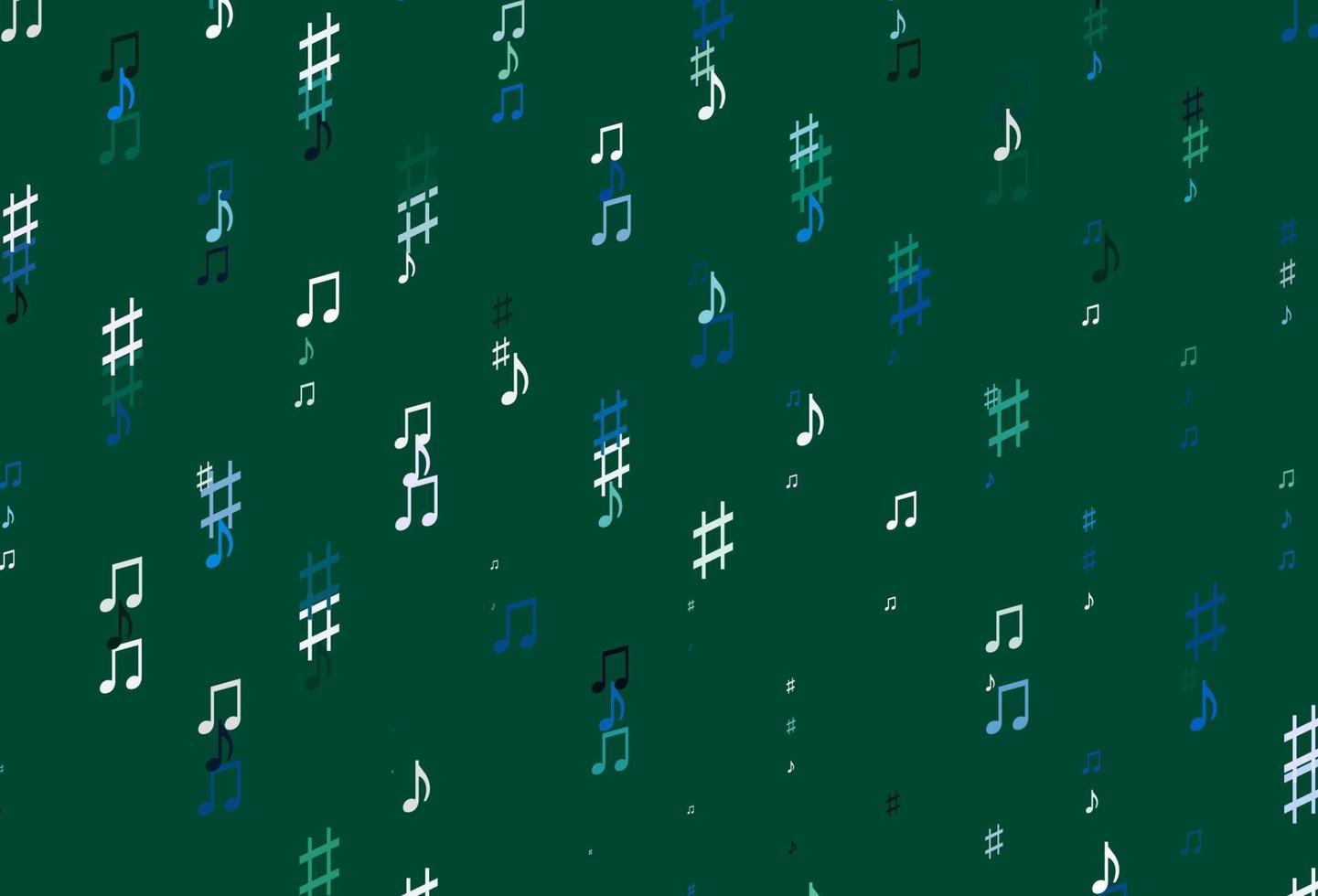 Light Blue, Green vector pattern with music elements.