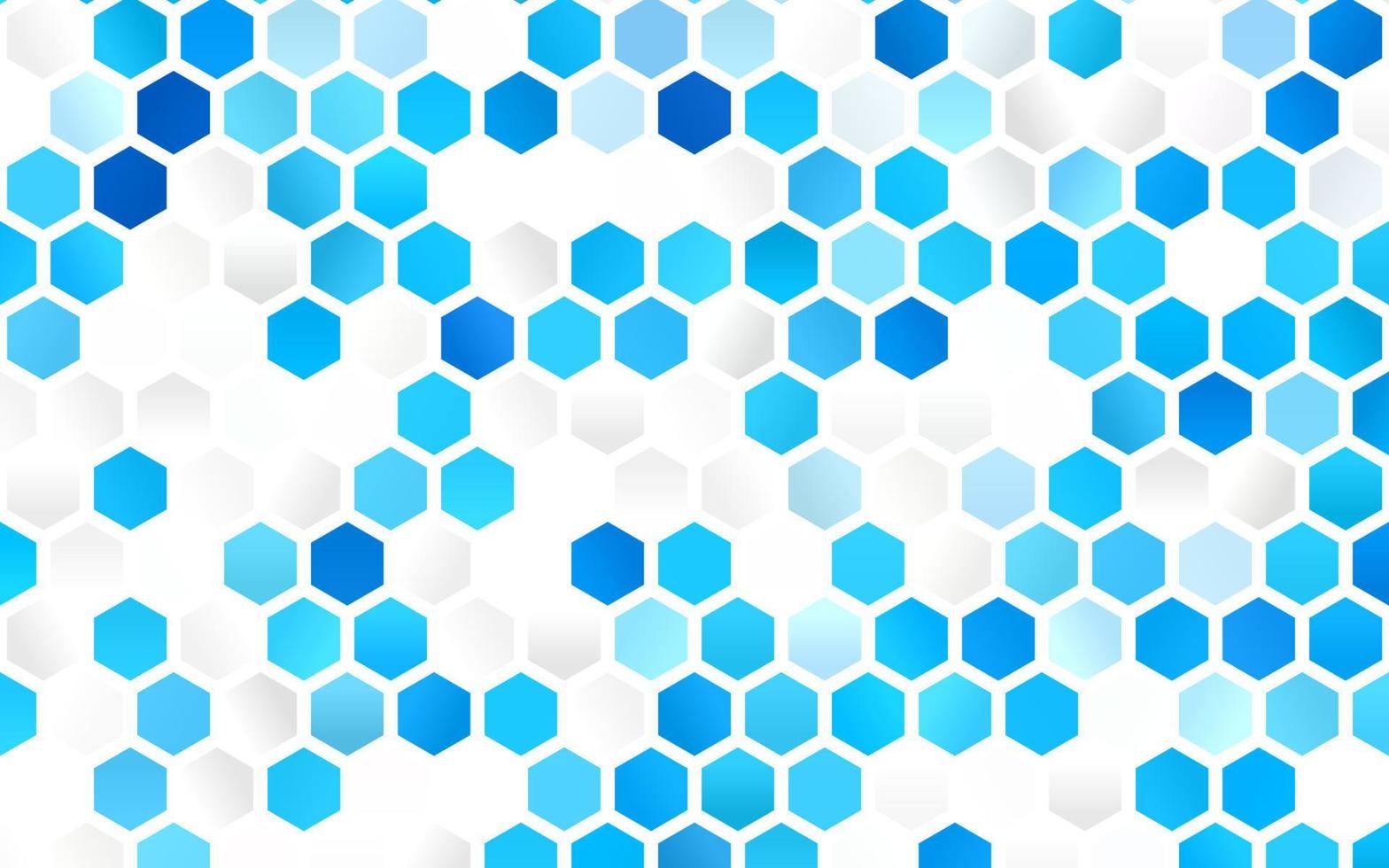 textura de vector azul claro con hexágonos de colores.