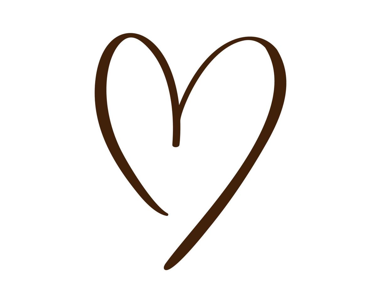 signo de logotipo de corazón de amor caligráfico. vector ilustración romántica símbolo unirse, pasión y boda. elemento plano de diseño de caligrafía del día de san valentín. plantilla para camiseta, tarjeta, invitación