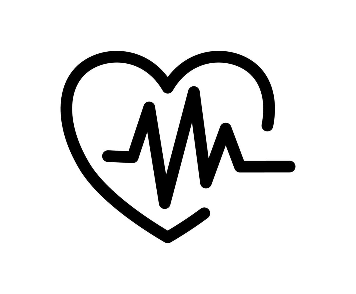 latido del corazón cardiorgam vector logo icono. signo plano del pulso del latido del corazón para aplicaciones médicas y sitios web. ilustración de símbolo web de línea negra simple