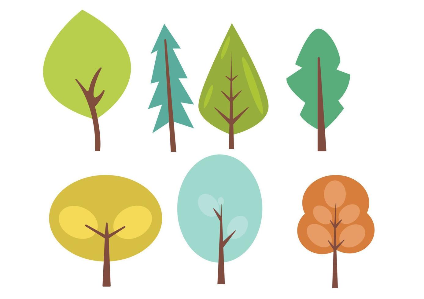 flat illustration tree abstract style vector