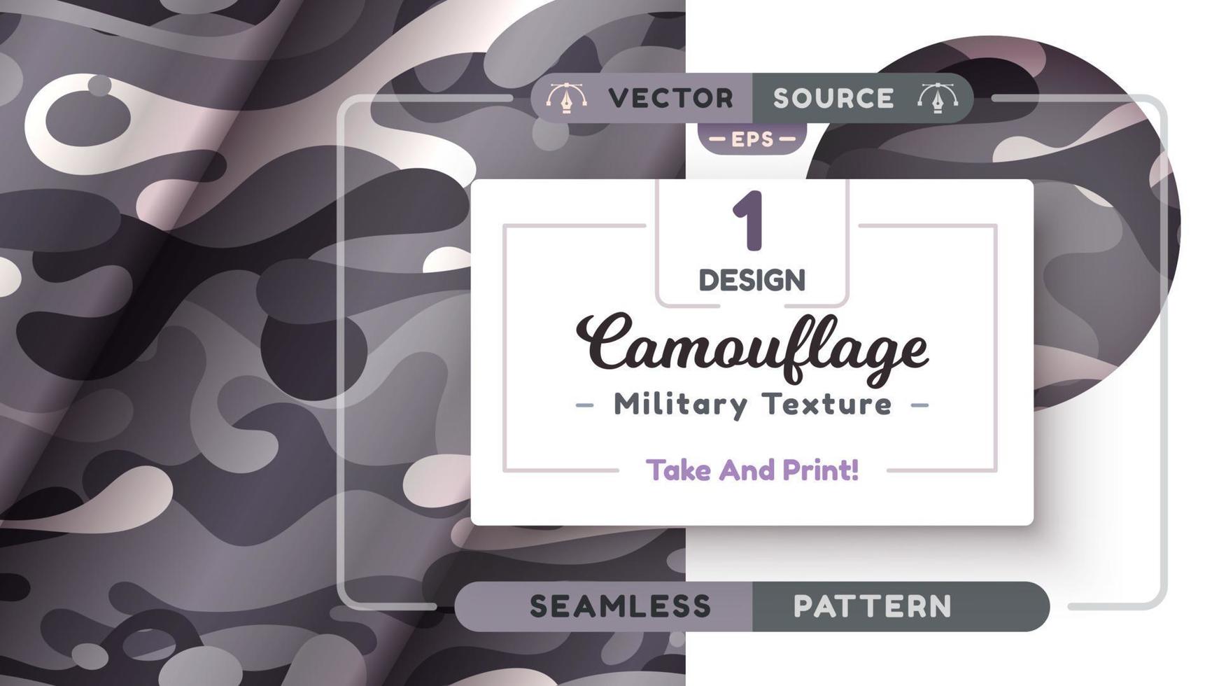 Camouflage seamless pattern, military texture, war fabric vector
