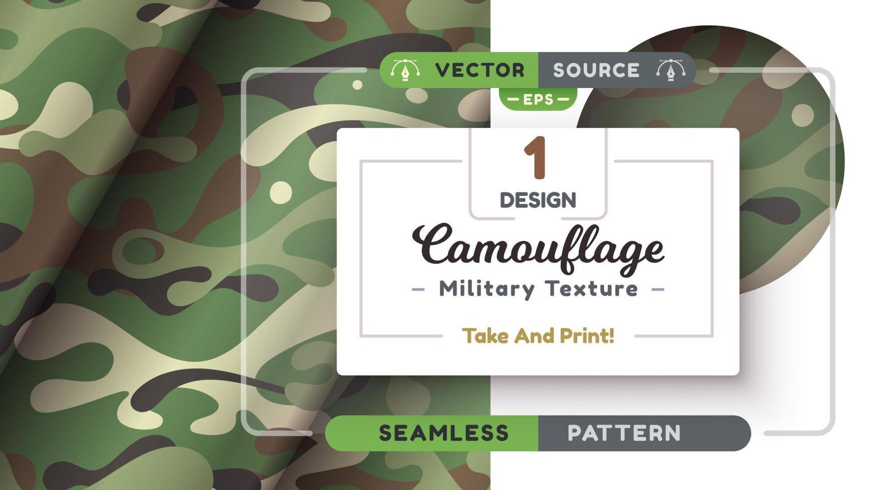 Camouflage seamless pattern, military texture, war fabric vector