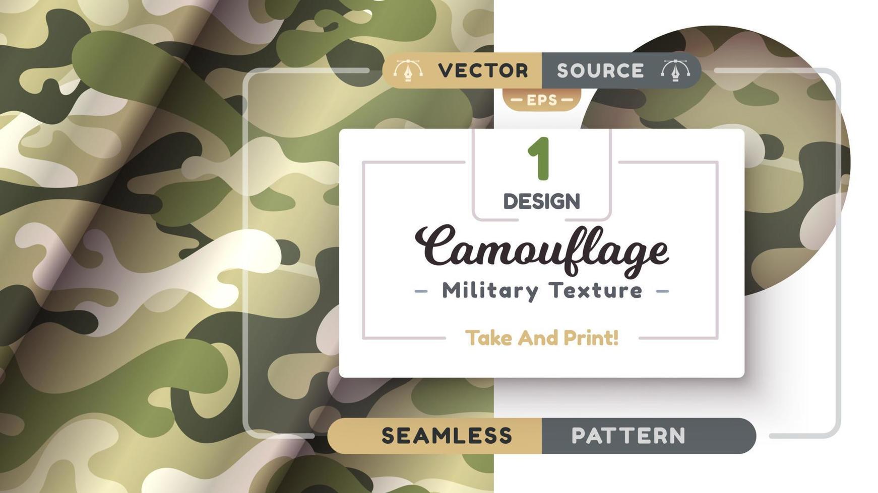 Camouflage seamless pattern, military texture, war fabric vector