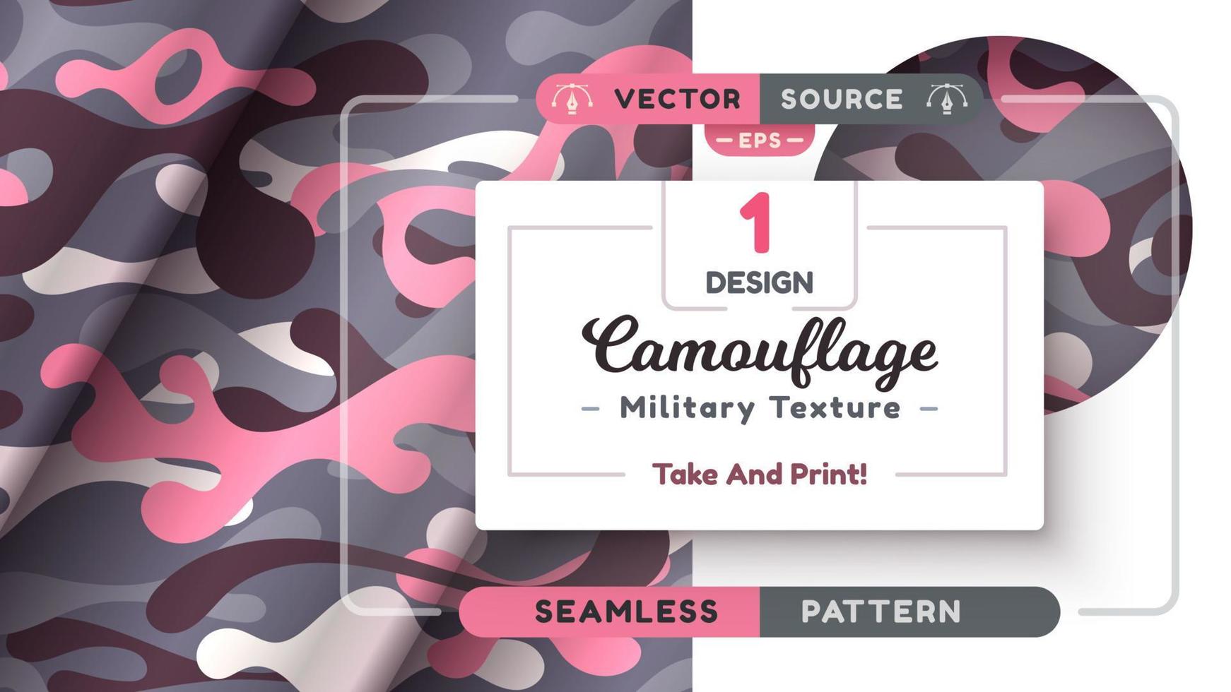 Camouflage seamless pattern, military texture, war fabric vector