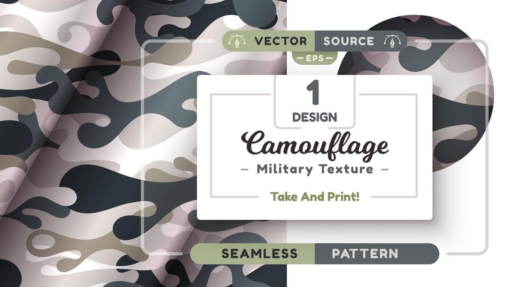 Camouflage seamless pattern, military texture, war fabric vector