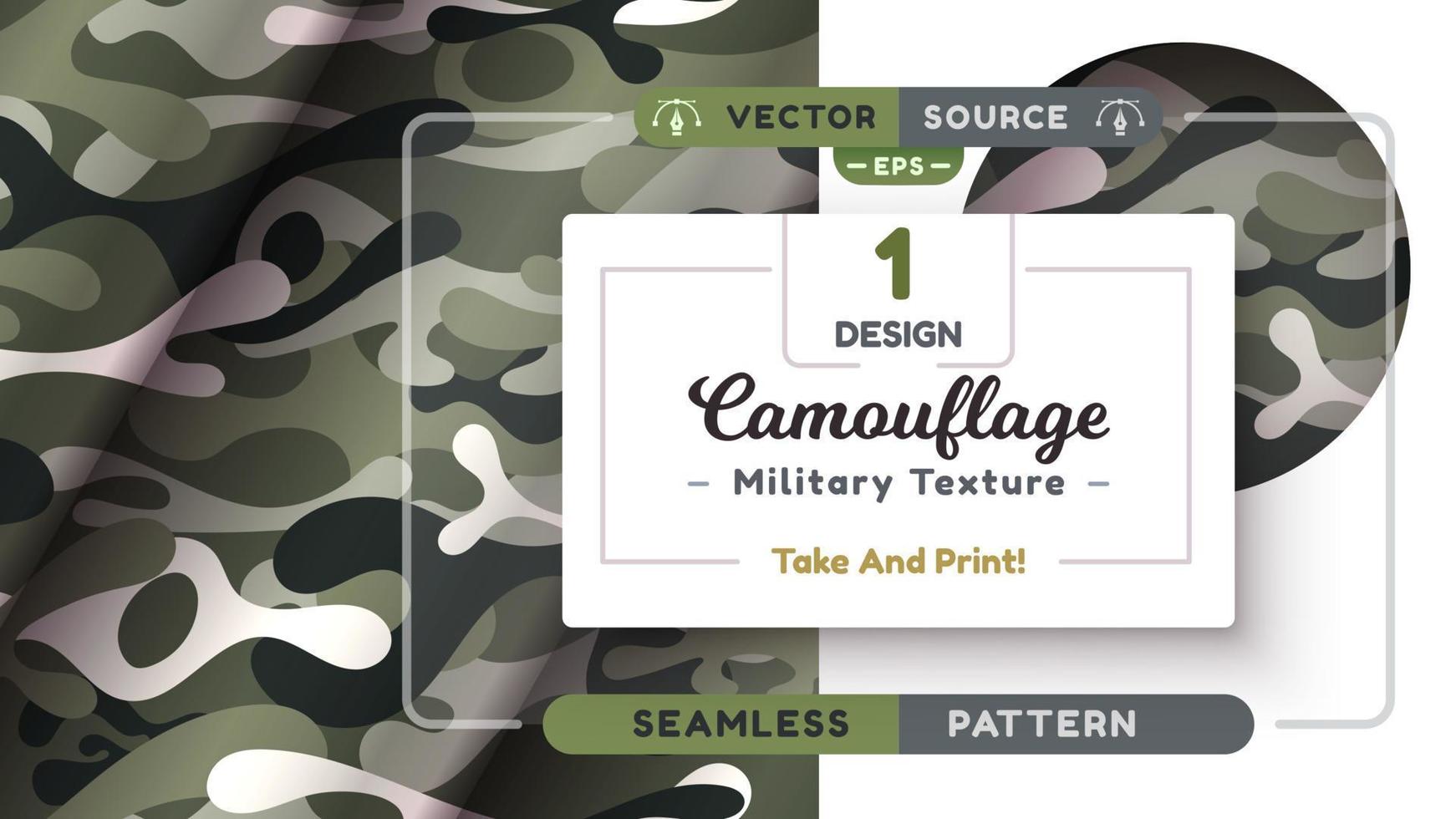 Camouflage seamless pattern, military texture, war fabric vector