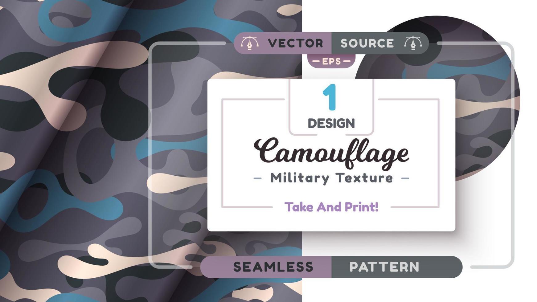 Camouflage seamless pattern, military texture, war fabric vector