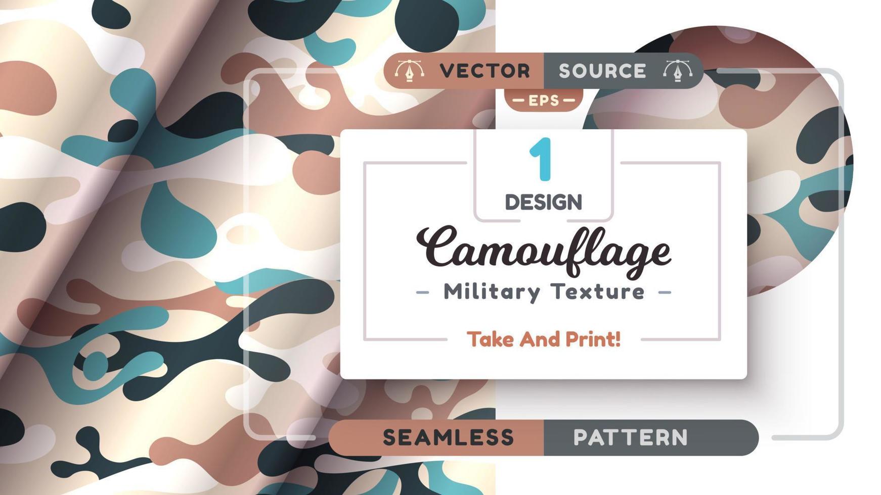 Camouflage seamless pattern, military texture, war fabric vector