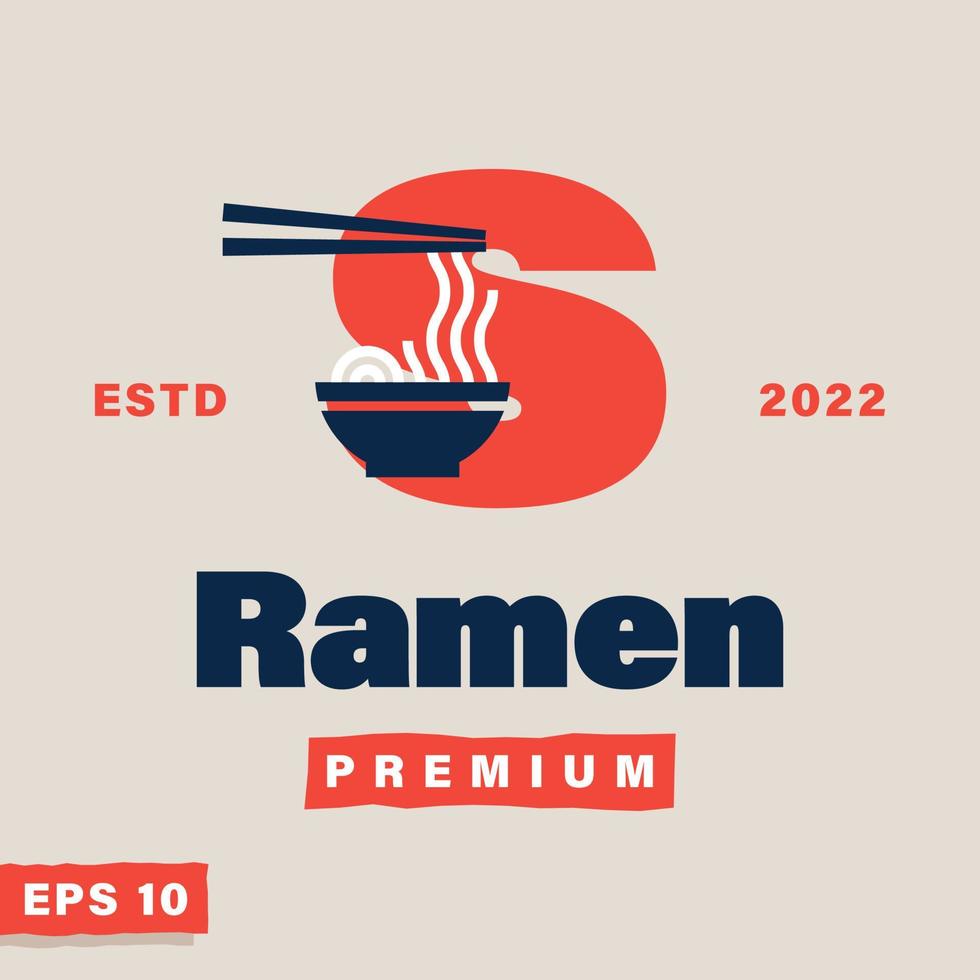 logotipo del alfabeto de ramen vector