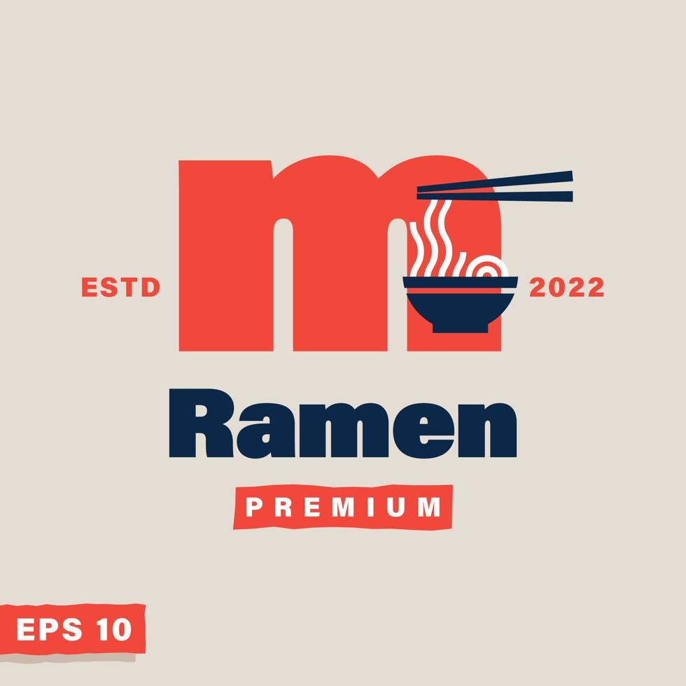 ramen alfabeto m logotipo vector