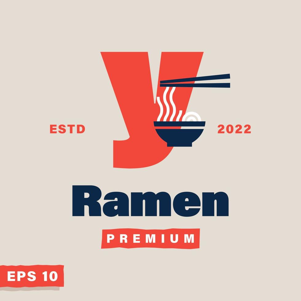 ramen alfabeto y logotipo vector