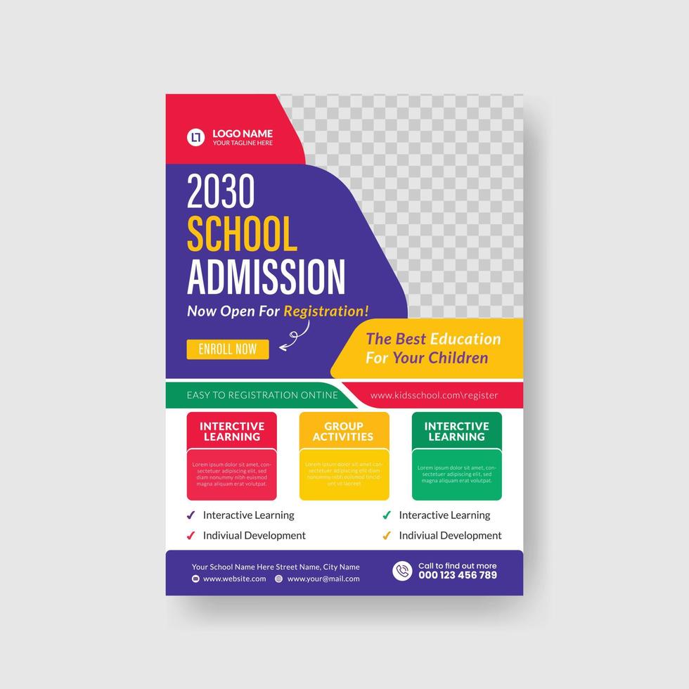 kids back to school education admission flyer poster layout template vector