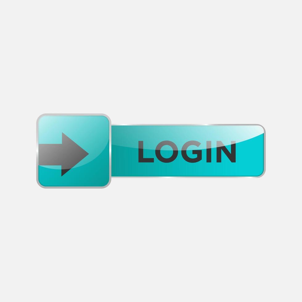 Login arrow web button vector. 3d glossy web button vector