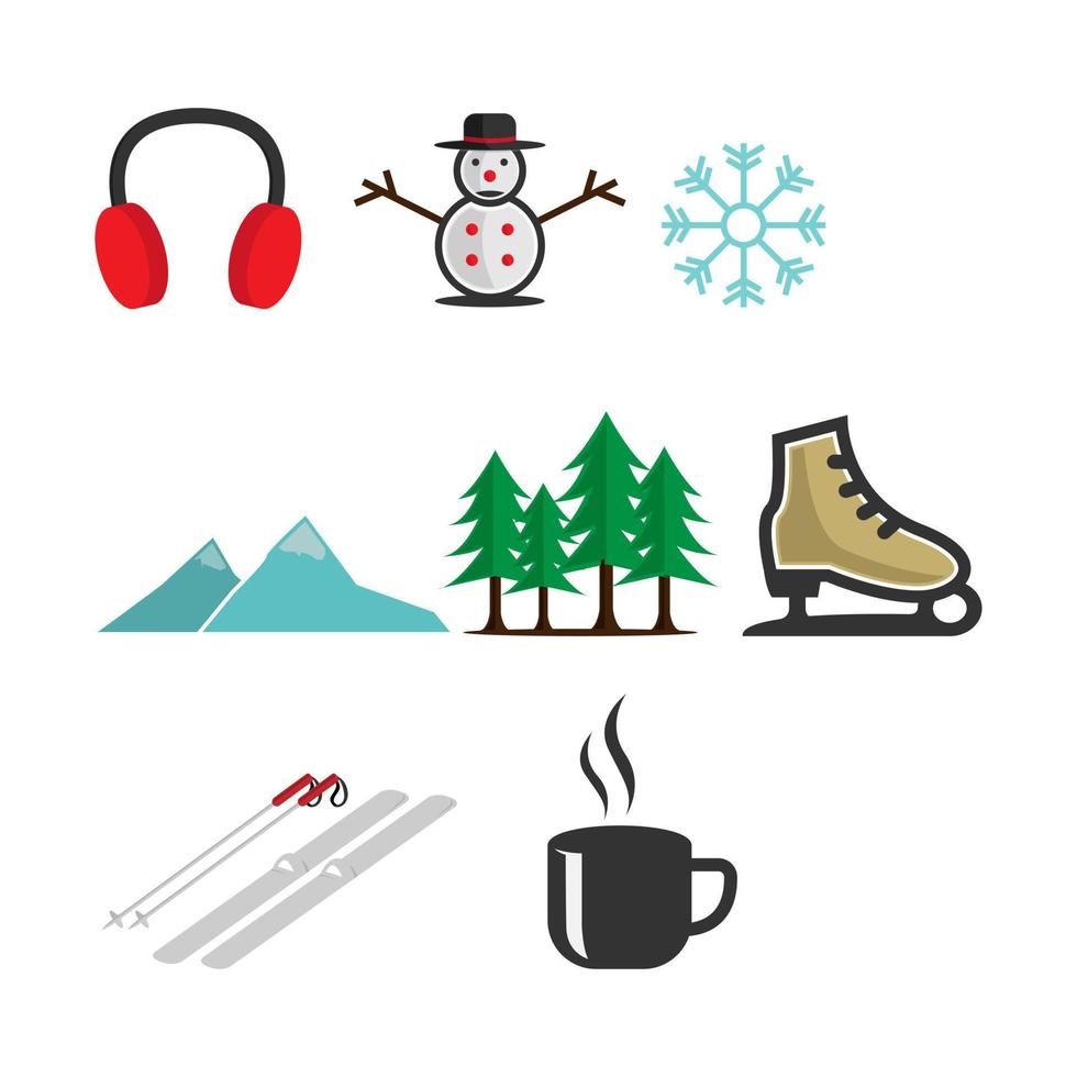 Winter holiday icons set. New Year celebration outline collection vector