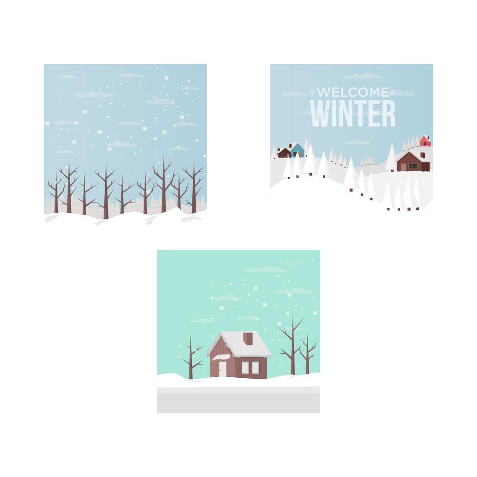Collection of winter landscape background. vector