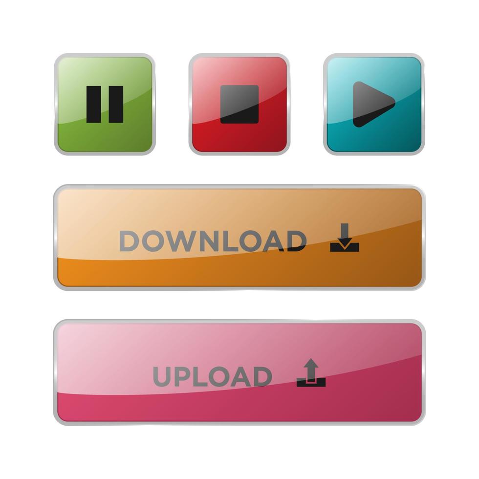 Isolated buttons. Glass buttons. Web button icons for internet vector