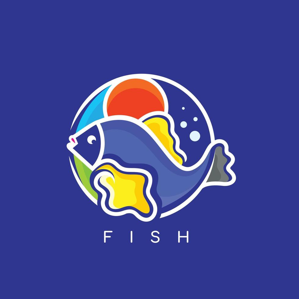 concepto de diseño simple de logotipo de vector de pescado