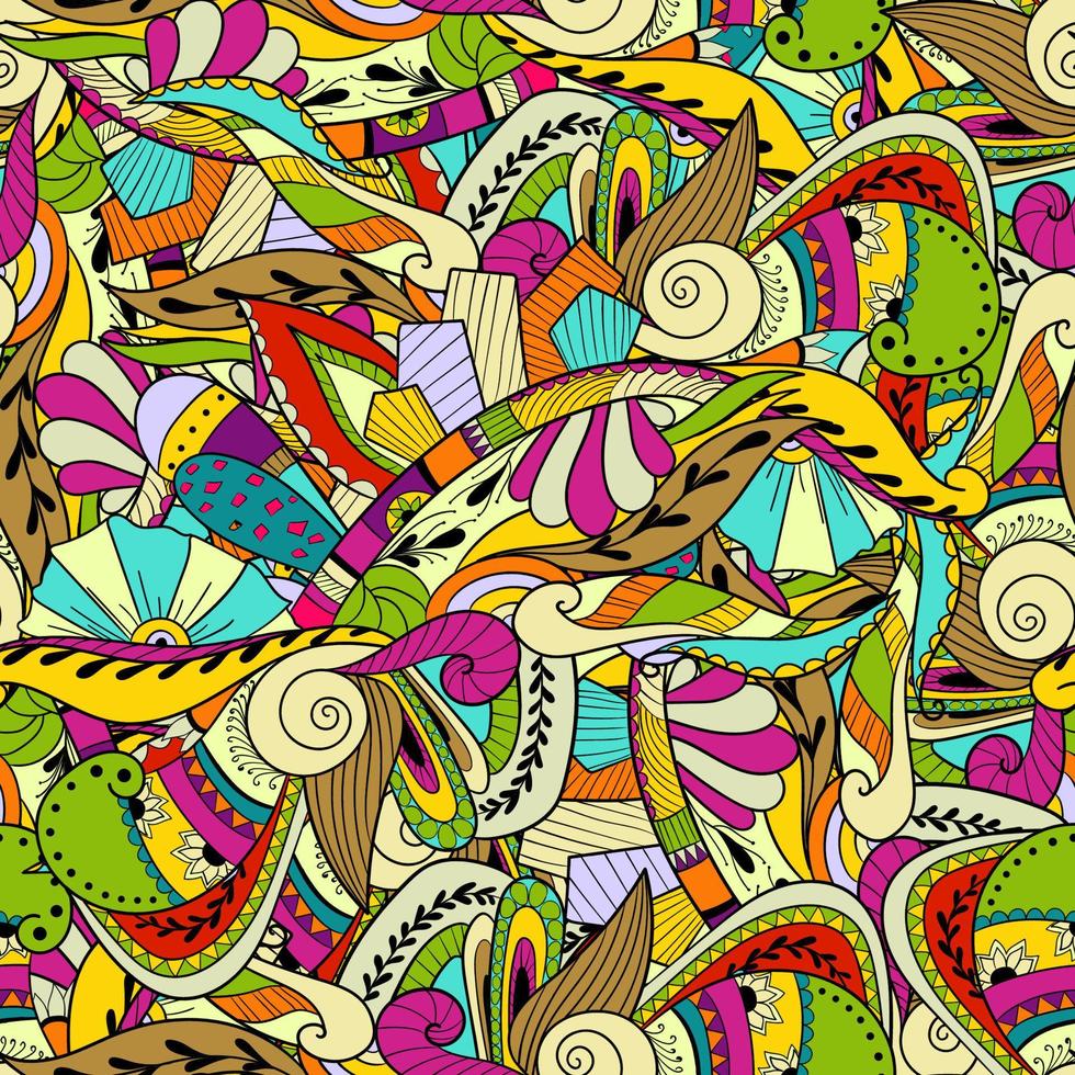 Seamless abstract background with leaves and flowers vector