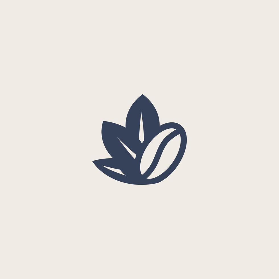 Coffee bean with leaf plant branch minimal logo vector with simple line outline icon vector illustration