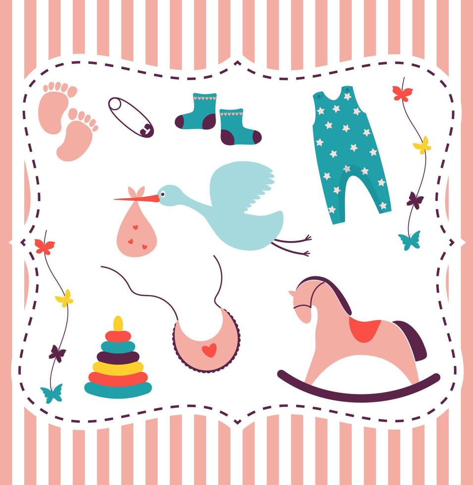 colección de imágenes prediseñadas de baby shower vector